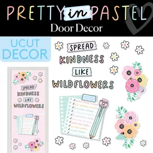 Spread Kindness Like Wildflowers Pastel Classroom Door Decor | Pretty in Pastel