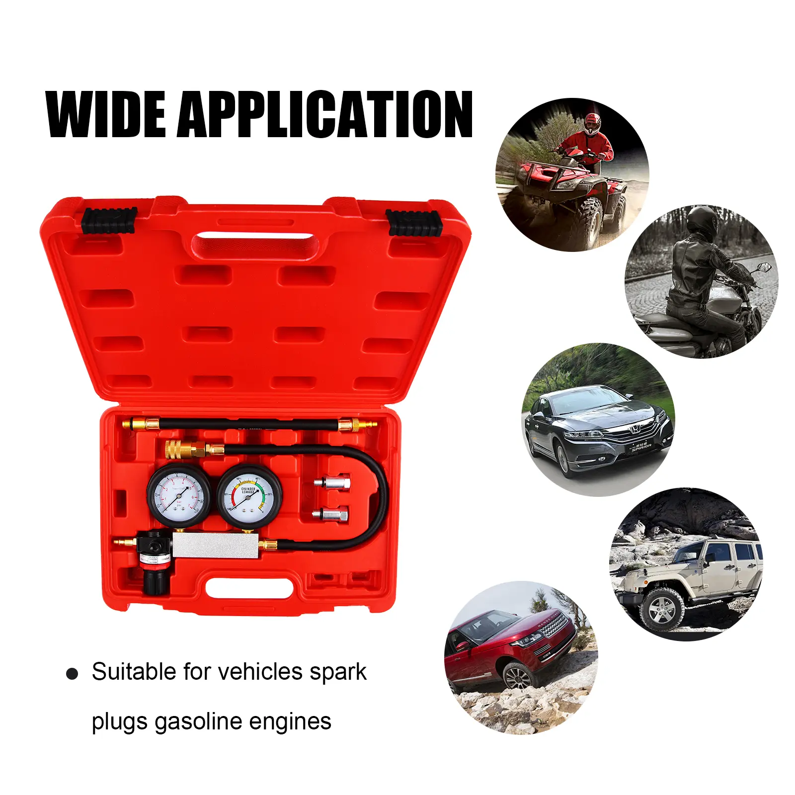 Garvee Cylinder Leak Down Tester Kit, Dual Pressure Gauge Engine Leak & Compression Diagnostic Tool for Gasoline Engines - For Cars Trucks Motorcycles