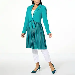 Christian Siriano C Wonder Runway Collection Scuba Knit Pleated Duster Length Topper