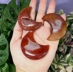 Carnelian Druzy Moon