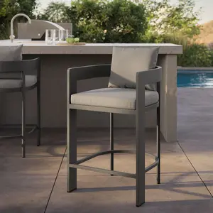 Tahoe Outdoor Patio Aluminum Counter Stool in Gray