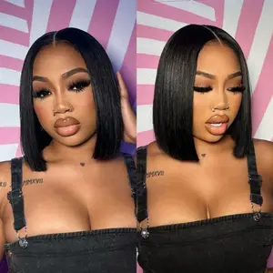 [$9.9 Live Only] QTHAIR Double Drawn High Density Pre-Cut Lace Bob 4x4 Pull Go Transparent Lace Closure Wigs Pre Bleached Knots 200 Density Human Hair Wig