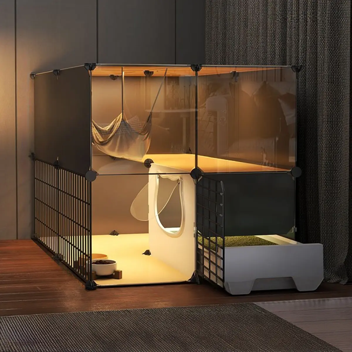 Cat Cage Indoor Home Cat Litter Box Toilet Integrated Cat Bed Villa Cat  House Cat Shelter Large Space Litter Box Enclosure - TikTok Shop
