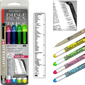 Accu-Gel & Pigma Micron Bible Study Starter Sets with Silver Verse Finder Bible Tabs outdoorfun