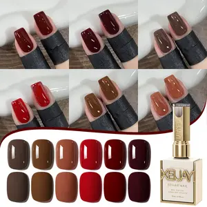 6PCS 15ML 6-Color Red Brown Gel Nail Polish 15ml Each Soaking UV LED Nail Art Semi-Permanent Alcohol-Free DIY Salon Quality Gel for Nails
