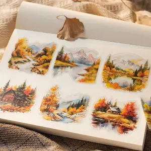 10 Sheets/bag Pet Sticker Pack, Autumn Leaf Theme, Hand Account Stationery Bottle Decoration Stickers, Fall Series, Decal Sticker, Decorative Stickers