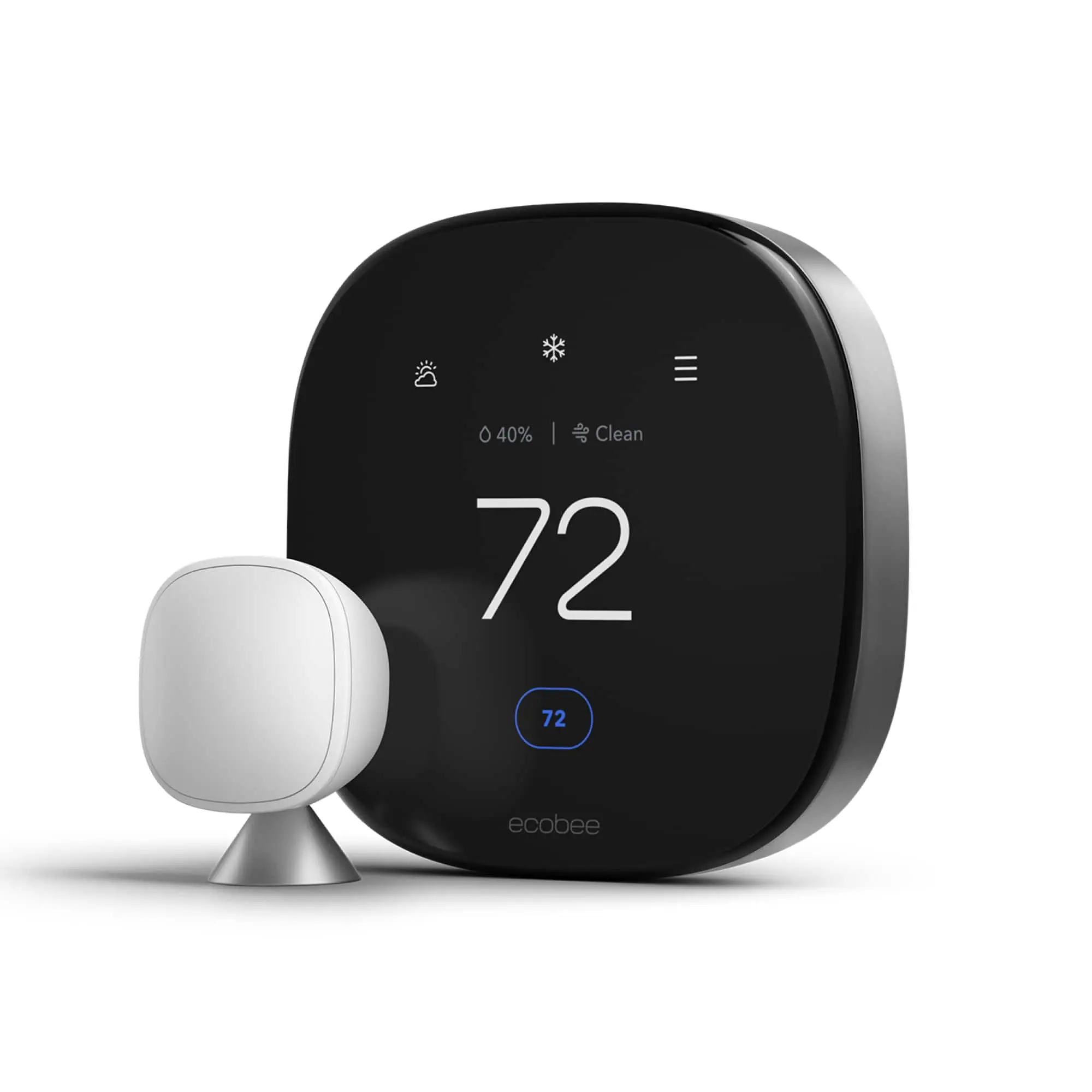 ecobee - Smart Thermostat Premium - WiFi, Siri & Alexa Built-In, Smart Sensor, Air Quality Monitor - Black