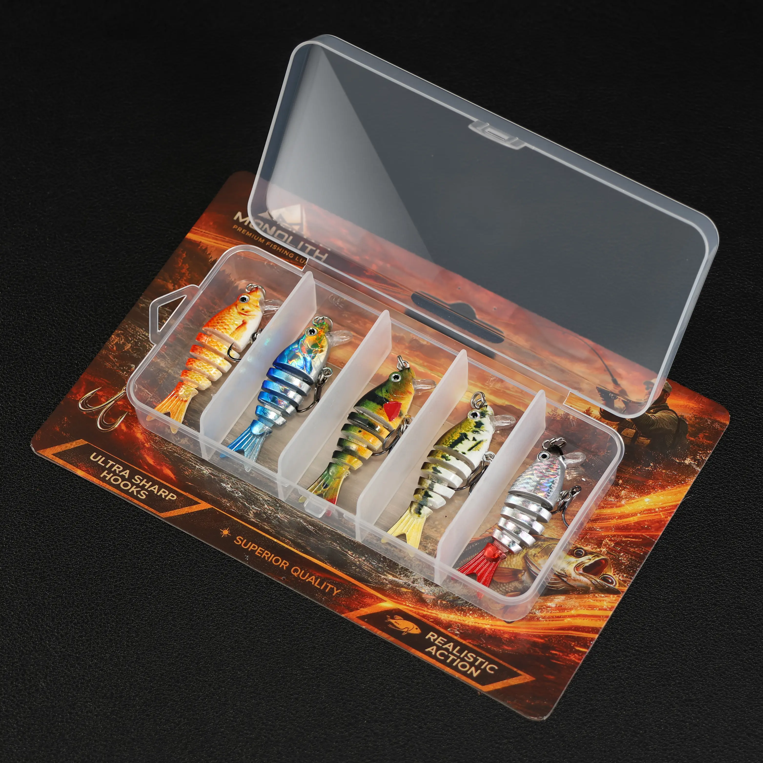 [Free Shipping] 5-Piece Beginner Fishing Lure Set, Multi-Jointed 6-Segment ABS Swimbait, 3D Realistic Eyes, Ultra-Sharp Hard Metal Treble Hooks, Lifelike Middle and Upper Water Layer Bait for Bass Trout, Fresh&Saltwater Fishing Equipment, Middle And Upper