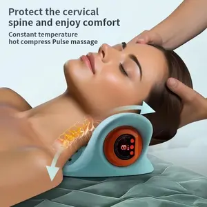 Blue electric multi-functional cervical massage device, Muscle stretching tool, neck and shoulder stretcher, home use muscle care, spinal traction device massage pillow for cervical, for neck muscle relaxatio