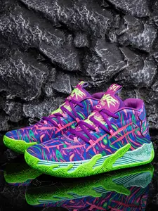 Men's Fashionable Colorblock Patchwork Lace Up Basketball Sneakers, Athletic Basketball Shoes, Casual Comfortable Breathable Sports Running Shoes, Male All-match Round Toe Shoes for Daily Wear, Youth Fashion Shoes