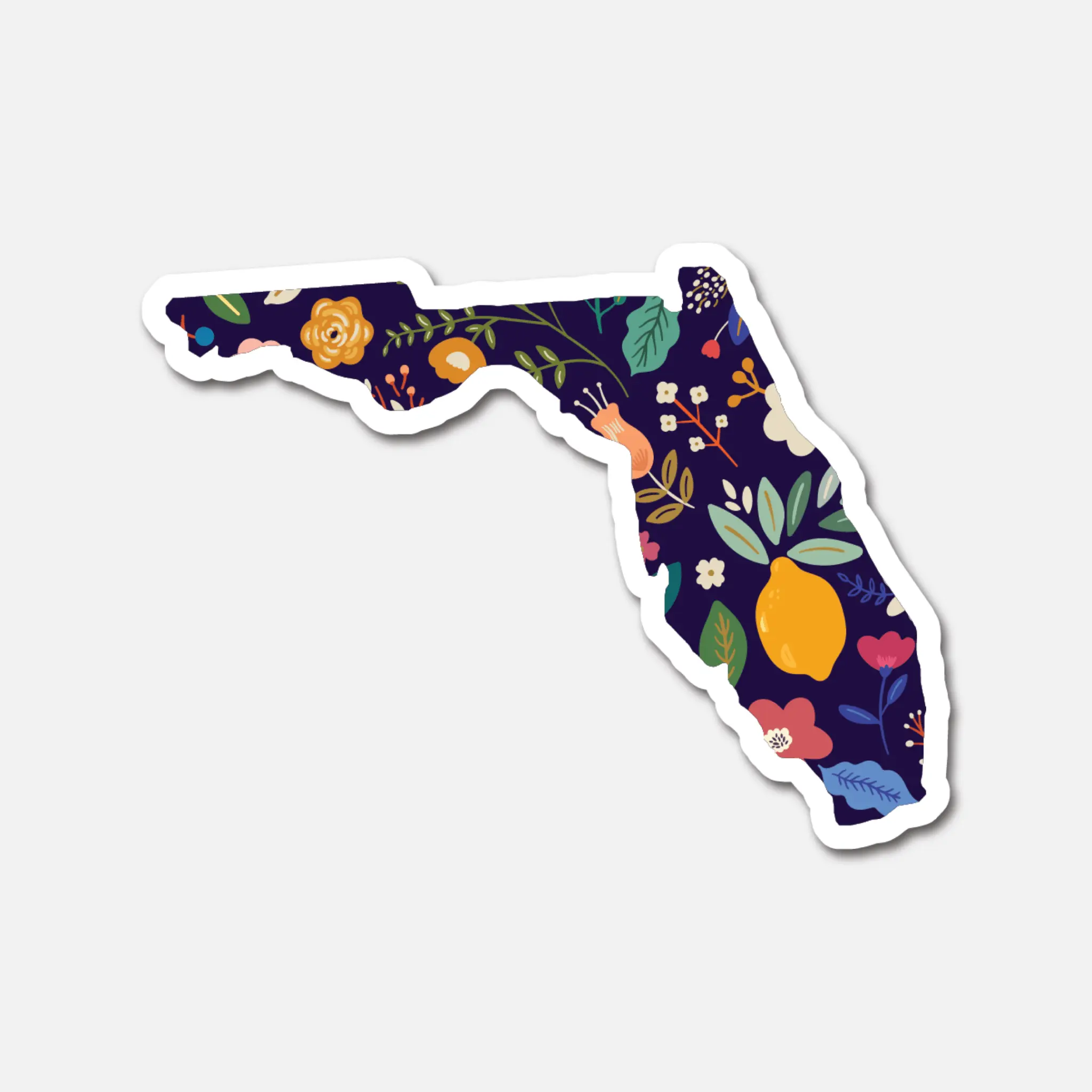 Florida Navy Floral State Sticker vinyl sticker