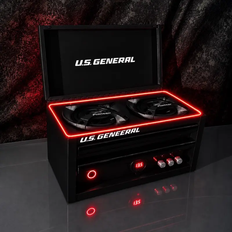 Mini tool box Bluetooth speaker- voltmeter- charging ports- led lights