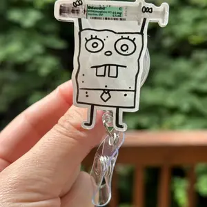Cartoon Doodle with Dilaudid Syringe- Badge Reel