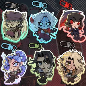 Deadlock Acrylic Keychain Charms - Deadlock Characters Ivy Vindicta Mina Celeste Victor Silver, Kawaii Keyring Accessory, Fun Charm For Backpack Or Purse | High Quality and Customer Favorite Items