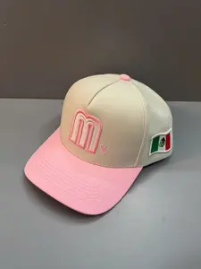 Pink Mexico Baseball Hat with Heart & Flag Embroidery for Stylish Outfits - Gorra para Mexicanas