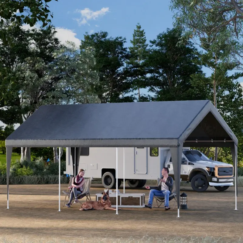 10x20 ft Carport Replacement Cover, Heavy Duty, Rainproof & UV Protected Carport Replacement Canopy for All Weather Use, Replacement Canopy Only, Carport Frame Not Included, Suitable for Car, Boat Tent, Gray