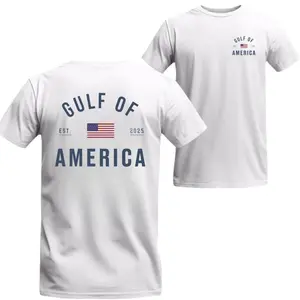 Gulf of America T-shirt Patriotic Minimalist USA Flag Graphic Tee Unisex Fitted Short Sleeve Crew Neck Casual Streetwear for Proud Americans All Size