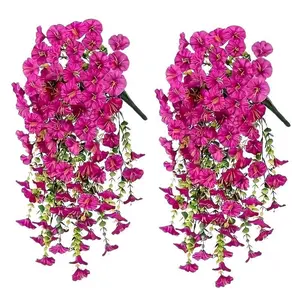 4PCS UV Resistant Artificial Hanging Flowers, Outdoor Faux Plants, Outdoor Garden Decor, Perfect for Home Pots, Porches, Weddings, Easter, St Patrick's Day