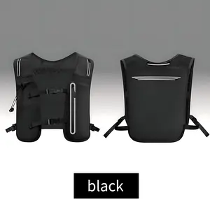 Reflective Running Vest Pack - 4L Waterproof Nylon Hydration Vest with 500ML Bottle - Black - Multiple Pockets for Cycling Hiking Camping - Lightweight Sturdy Design