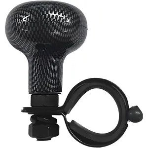 Woodgrain Steering Wheel Spinner Knob, Anti Slip Automotive Power Handle Spinner, Smooth Ball Shape Aid Knob to Control Steering Wheel Easier,  Accessories (Carbon Fiber)