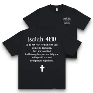 Isaiah 41:10 Bible Verse T-Shirt - Dual-Side Christian Quote Print, Faith Inspirational Casual Tee