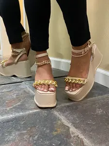 Trending Cream Sandals for Women - Comfortable Summer Footwear with Adjustable Straps and Heel