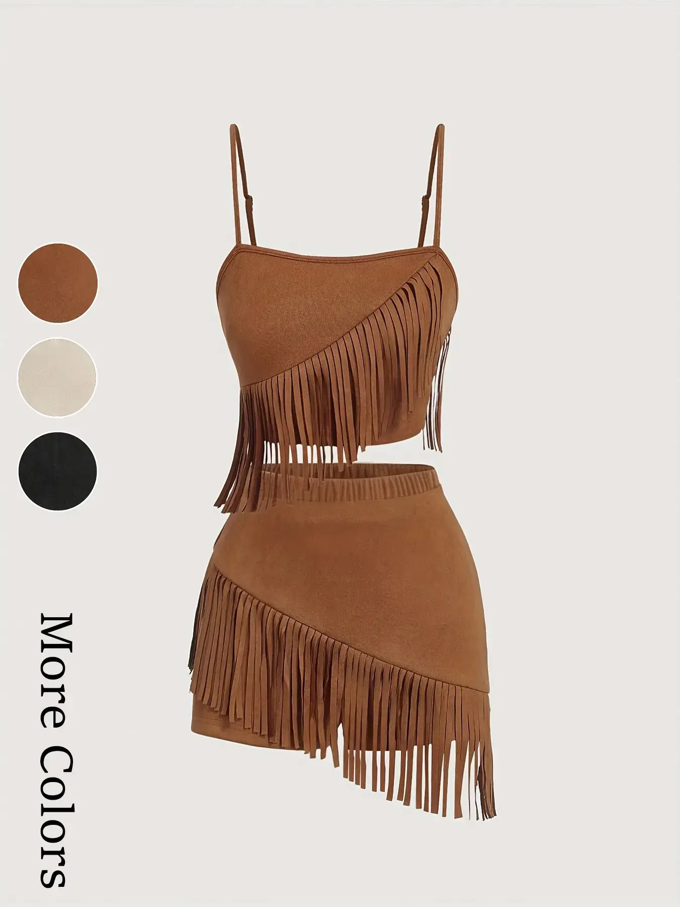 Women's Fringe Top and Shorts Set, Two-Piece Vintage Retro Western Style Outfit with Fringe Details, Perfect for Music Festivals, Date Nights, Clubs, Performances, Parties, and Galas