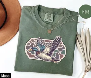 Comfort Colors Camo Flying Mallard Bird Shirt, Hunting Season Shirt ,Vintage Duck Shirt, Duck Lover Shirt, Old School Camo Sublimated, Hunting Lover Tee