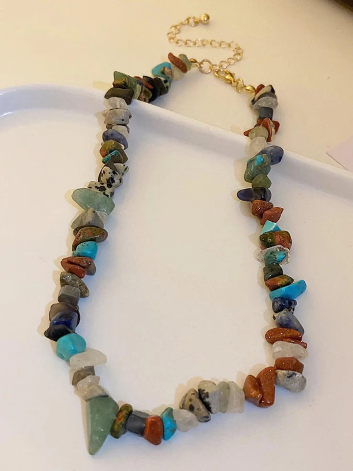 Unisex Natural Stone Decor Necklace, Charms Necklace, Boho Style Jewelry for Party, Daily Clothing Decor, Trendy All-match & Exquisite Jewelry for Birthday Gift, Adjustable Charms Necklace, Charm Necklaces