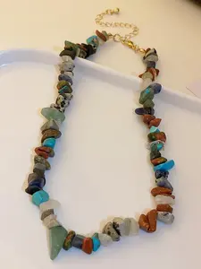 Unisex Natural Stone Decor Necklace, Charms Necklace, Boho Style Jewelry for Party, Daily Clothing Decor, Trendy All-match & Exquisite Jewelry for Birthday Gift, Adjustable Charms Necklace