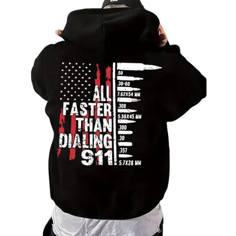 Men's Letter & Flag Print Drop Shoulder Long Sleeve Hoodie, Casual Regular Fit Graphic Drawstring Kangaroo Pocket Hooded Sweatshirt for Daily Holiday Outdoor Wear, Men Clothes for Spring & Fall