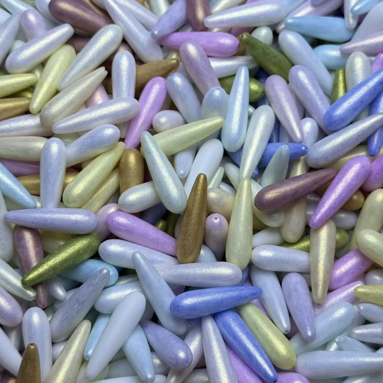 【A137】Pearlescent Macaron Tone Straight Drilled Vertical Hole Loose Glass Pearl Beads