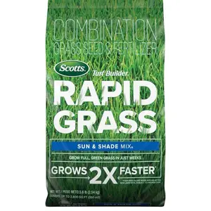 Turf Builder Rapid Grass Sun & Shade Mix, Combination Seed and Fertilizer, Grows Green Grass in Just Weeks, 5.6 lbs.