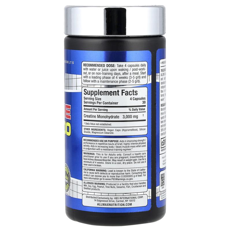 ALLMAX Creatine 3000, 120 Veggie Caps  (750 mg per Capsule)