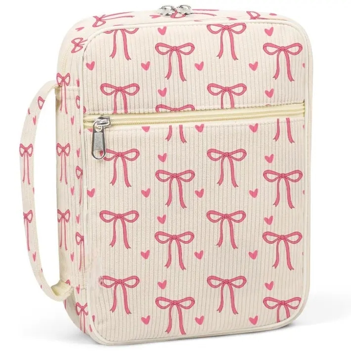 Bible Cover Case With Handle Carrying Case Christian Gift Pink Bow