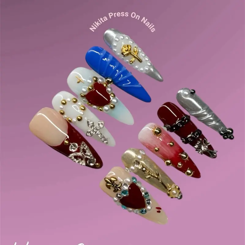 NikitaNails HOLY GRAIL– 10PCS 100%Handcrafted 3D Press-On Nails | Reusable, Long-Lasting, Salon-Quality