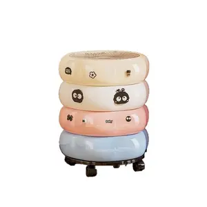 Large Capacity Trash Can for Home Use in Living Room, Kitchen, Bedroom, Bathroom, and Toilet with Lid Pink Blue-No Cover [Roller Skating Versi