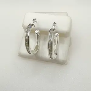 925 sterling silver silver high quality cubic zirconia stones Arracadas de plata de piedras finas de zirconia