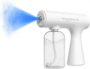 Handheld Rechargeable ULV Nano Mist Mister with Blue Light Electrostatic Technology, Portable Barbershop Humidifier for Hair Salons, Home, Office & Car Atomizer for Air Refresh（K5SPro White）
