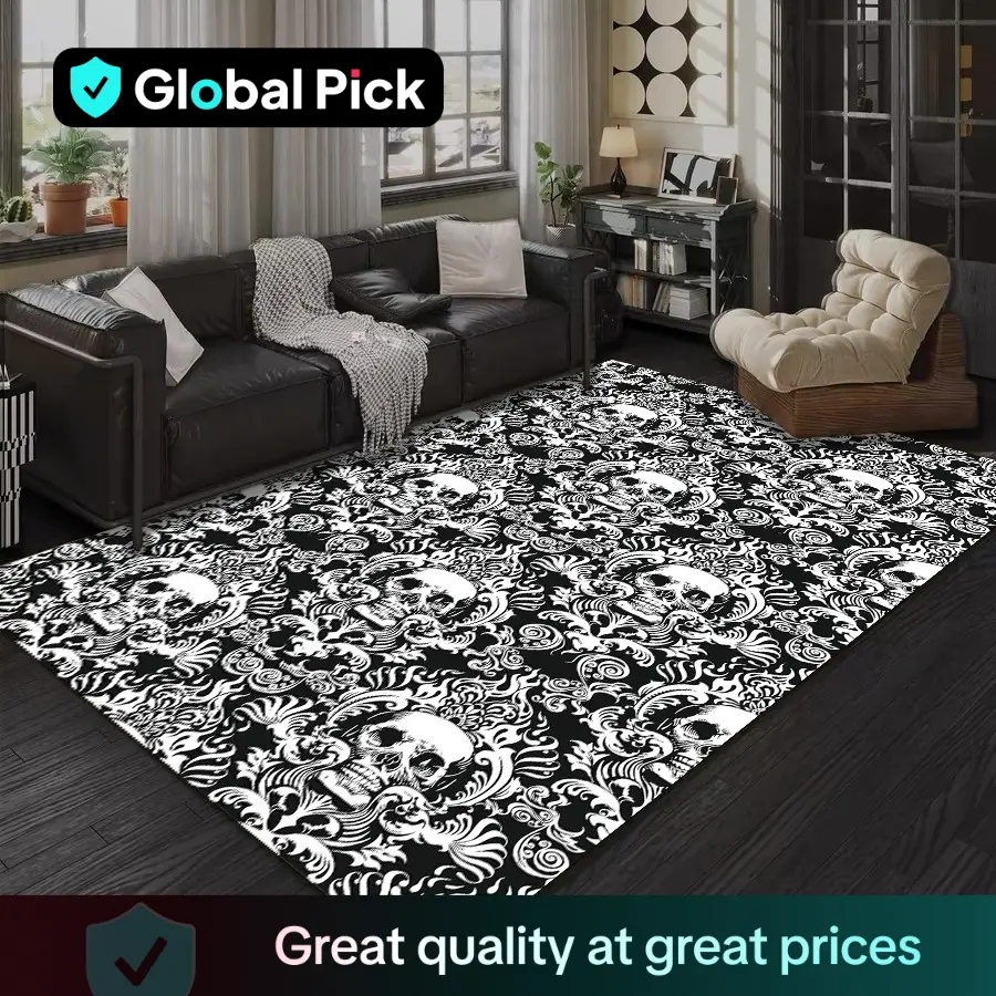 Abstract Skull Pattern Area Rug, Non-slip Soft Floor Mat, Decorative Carpet for Home Living Room Bedroom, Halloween Decoration, Home Decor