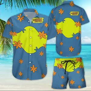 The Mystery Machine Hawaiian Aloha Shirt Retro Cartoon Summer Style, Mystery Machine Inspired Hawaiian Shirt Unisex Tropical Vacation Wear