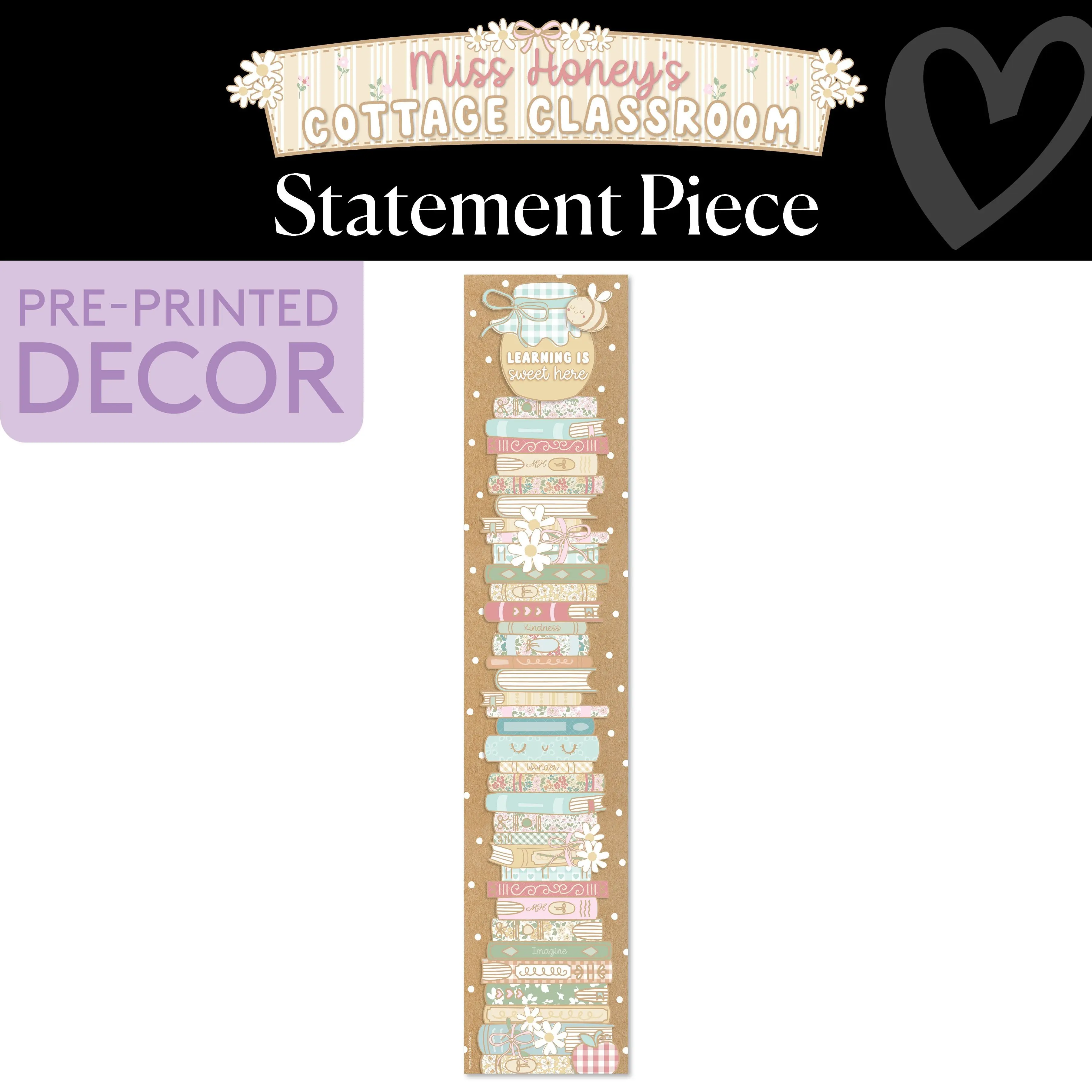Learning Is Sweet Here Book Stack Calming Statement Piece | Miss Honey's Cottage Classroom