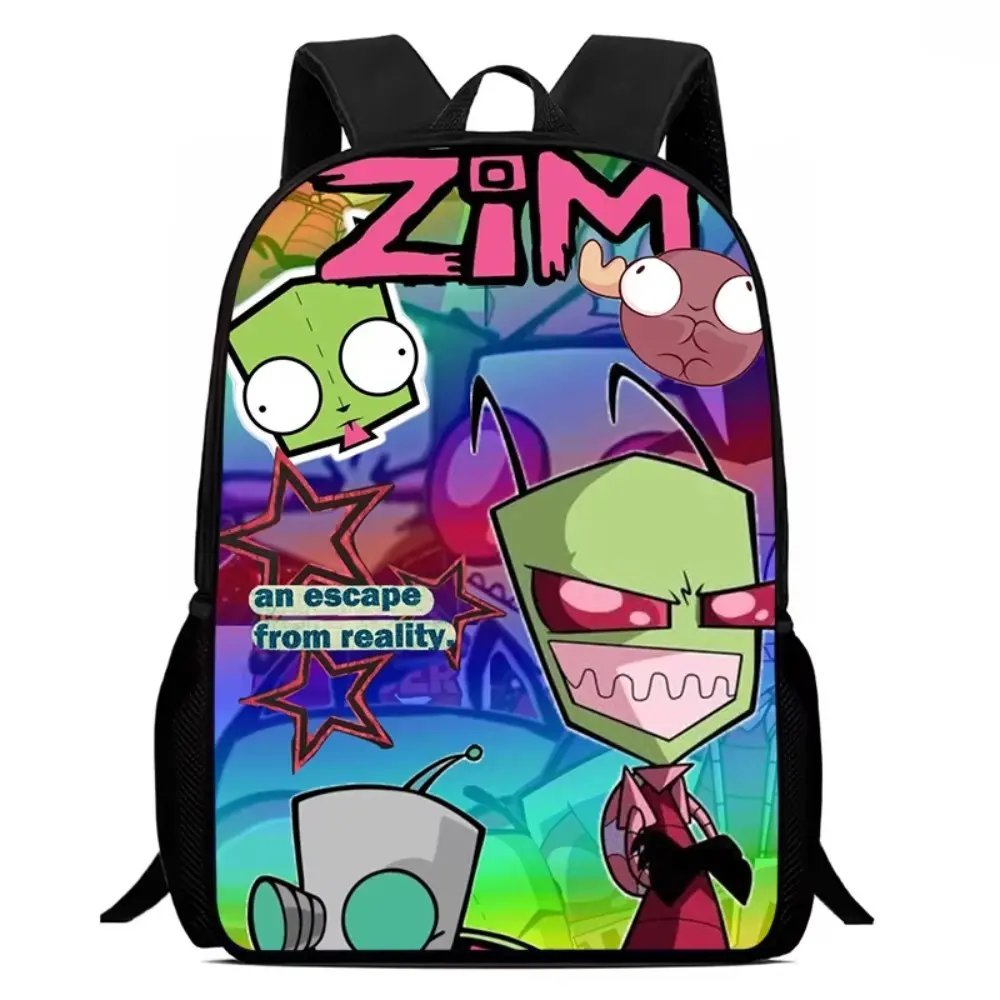 Invader Zim Cartoon Gir Dib Green Dib Robot Backpack Men Women High School Hiking Travel Daypack College Shoulder Bag Durable