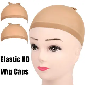 Elastic HD Wig Caps - Comfortable and Secure Fit for Wigs and Hair Accessories,2 pieces Light Brown Stocking Wig Caps Stretchy Nylon Wig Caps for Women