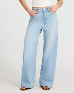 Express Low Slung Light Wash Ripped Baggy Jeans