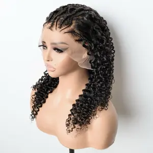 Pretty Lady Human Hair Curly 13x6 Lace Braided Wig