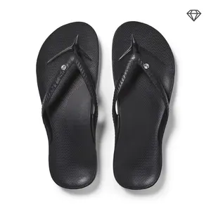 Arch Support Flip Flops - Comfortable & Supportive Sandals for Women - Crystal Black - Archies Footwear