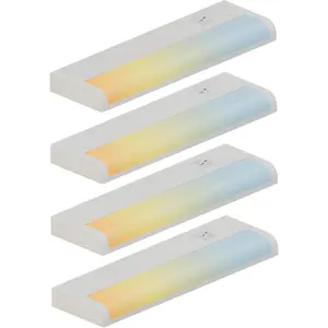 12 Inch LED Hardwired Under Cabinet Lighting with Clamp Connector, 5CCT Switchable, Undercounter Led Lights for Kitchen, 120V, 6W, 430-510LM, ETL & Damp Rated, White, 4 Packs