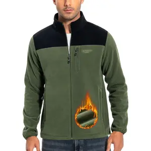 Pioneer Camp Men's Lightweight Polar Fleece Jacket Full Zip Antistatic Casual Coat Soft Warm Outwear with Zipper Pockets