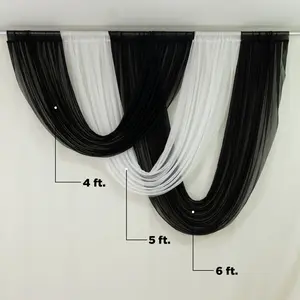 Black Sheer Chiffon Valance Curtain 4ft x 6ft –  Wedding Arch Drape with Rod Pocket, Voile Backdrop Panel
